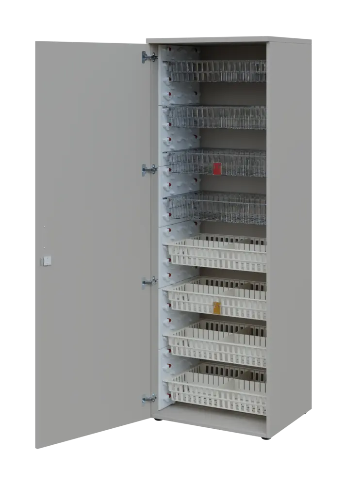 EUROMEDICA D - 66/M skříň léková boxová, 1-dveřová, levá, 1950x660x535, korpus šedý, dvířka šedá